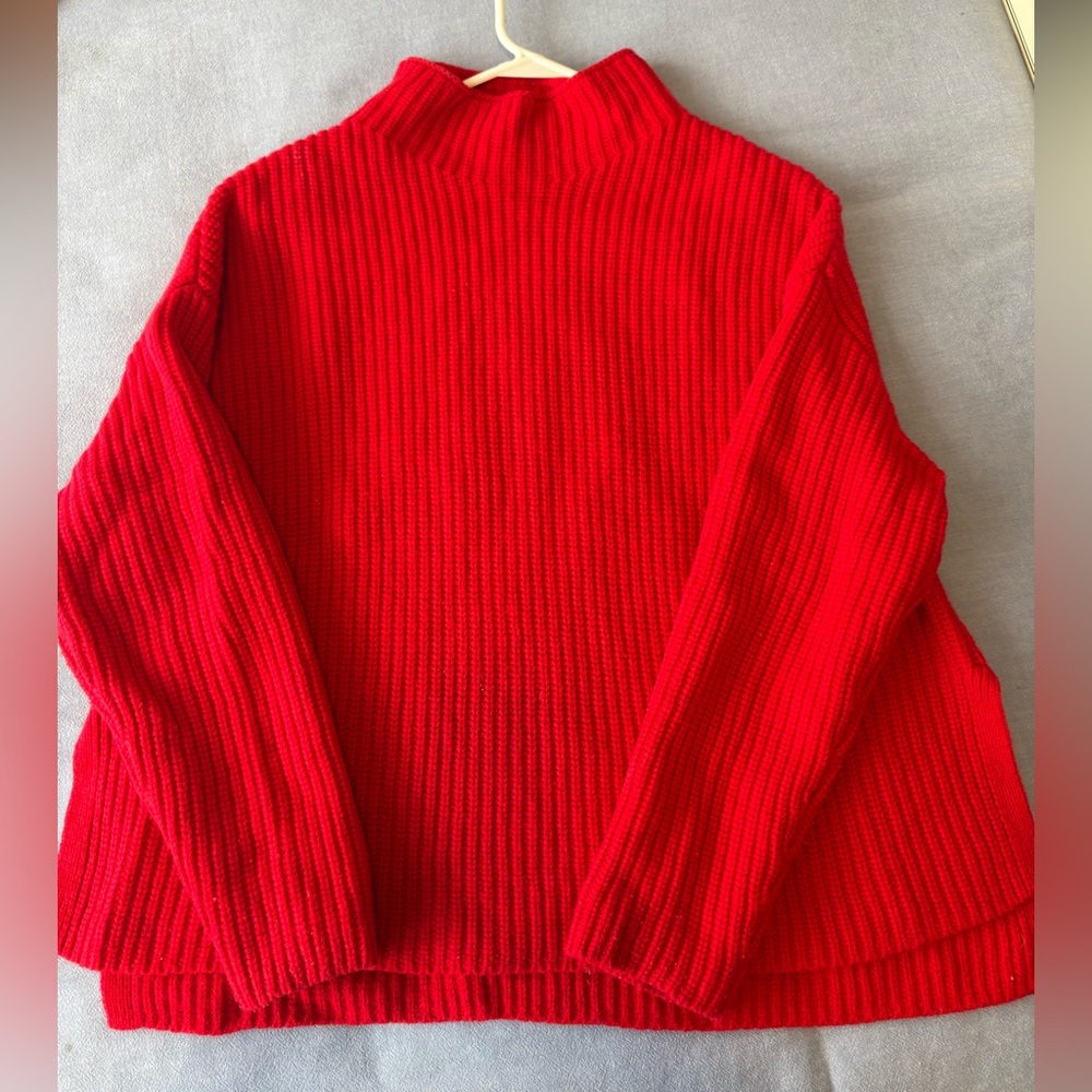 Banana Republic Vibrant Red Mock Turtle Neck. Medium